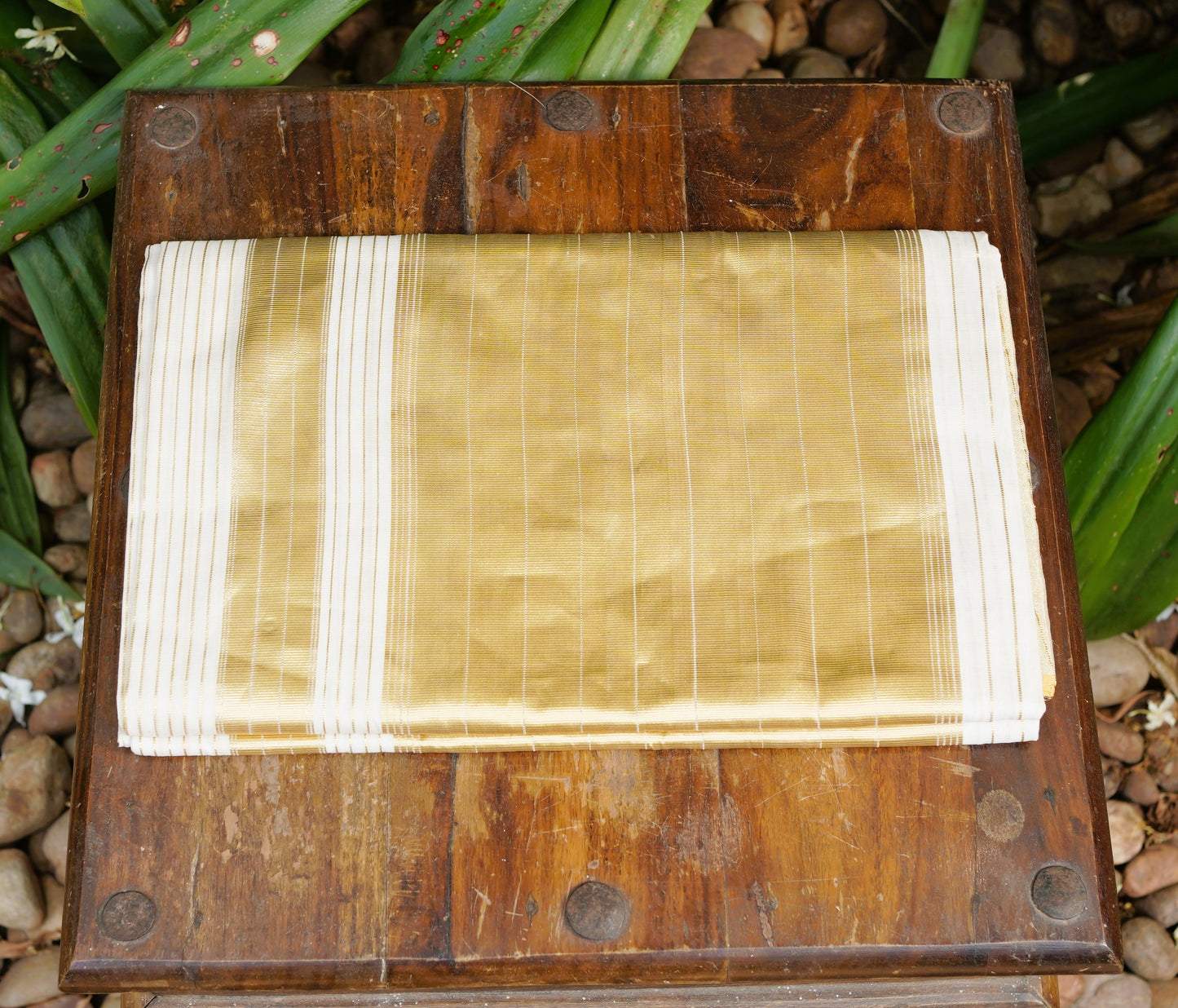 Kerala Cotton Kasavu Lines Design Saree