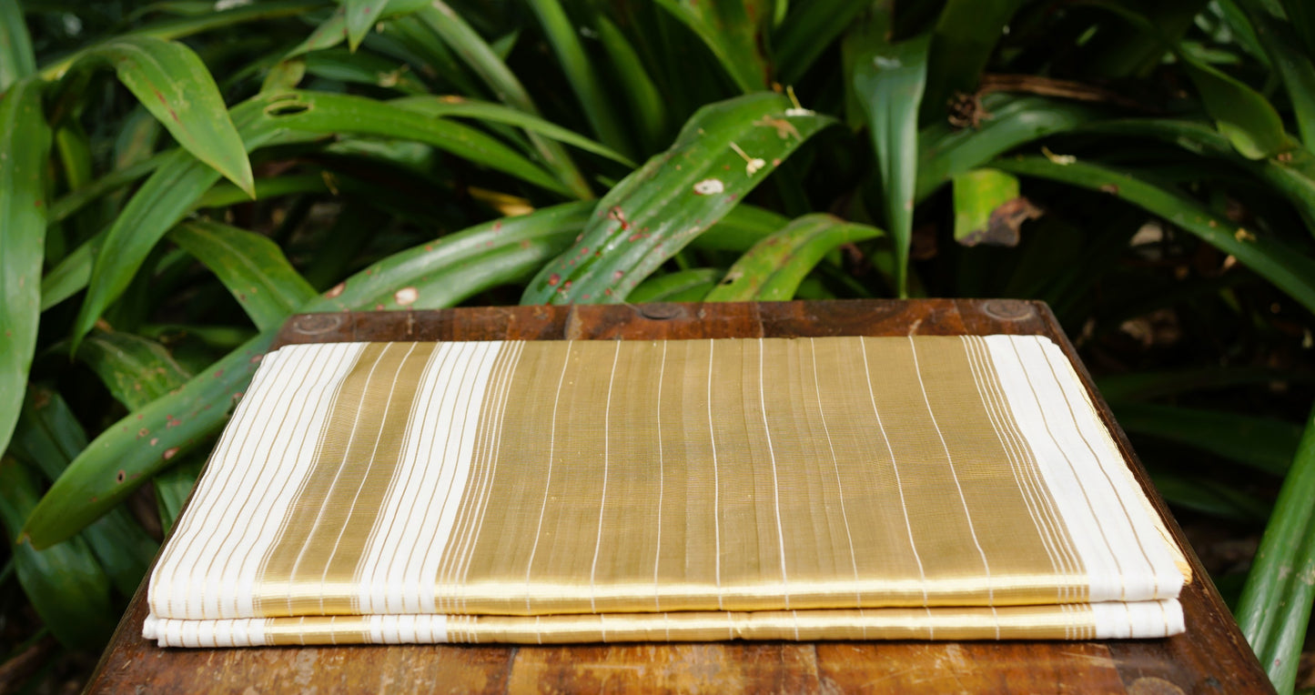 Kerala Cotton Kasavu Lines Design Saree