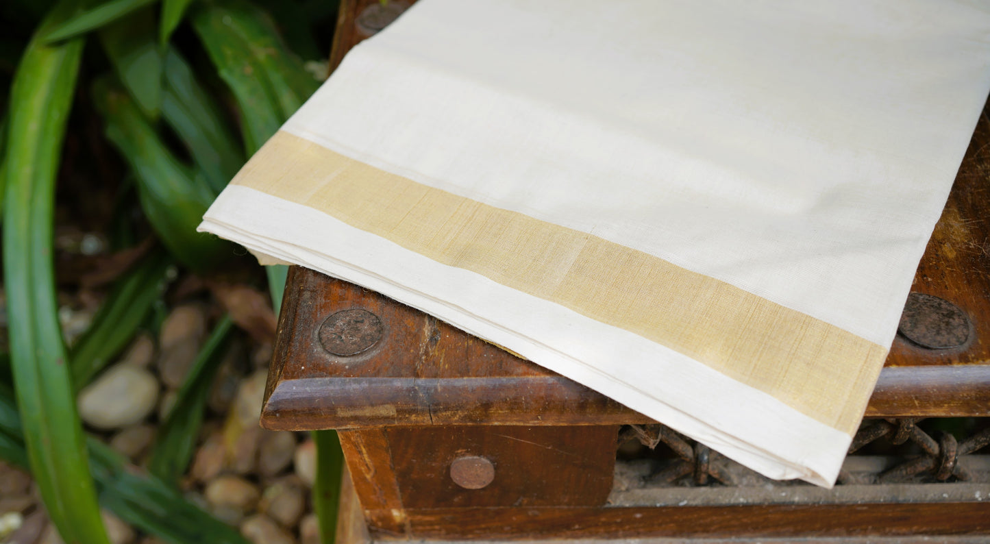 Kerala Premium Handloon Mundu With Golden Border