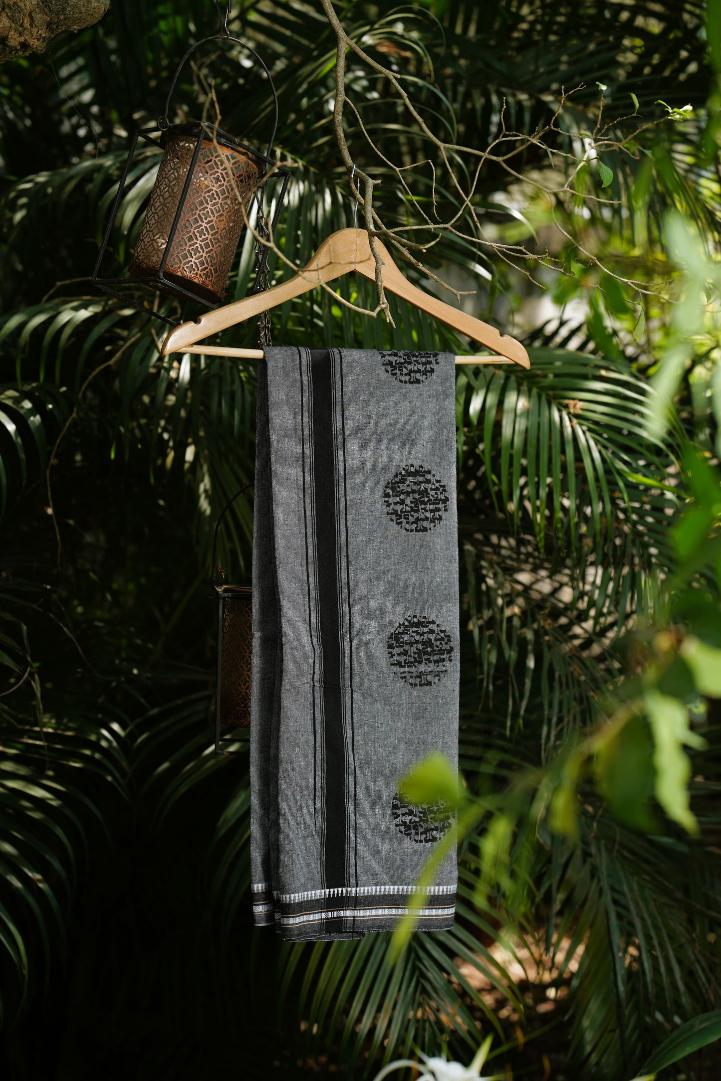 Coloured Dhoti With Horizontal Print