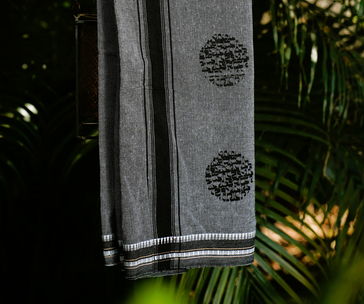 Coloured Dhoti With Horizontal Print