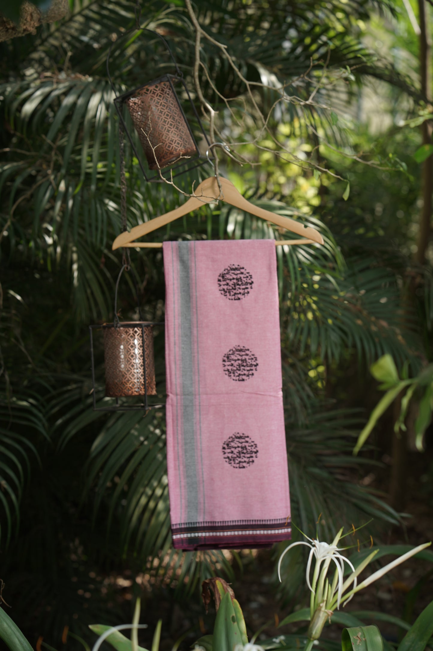 Coloured Dhoti With Horizontal Print