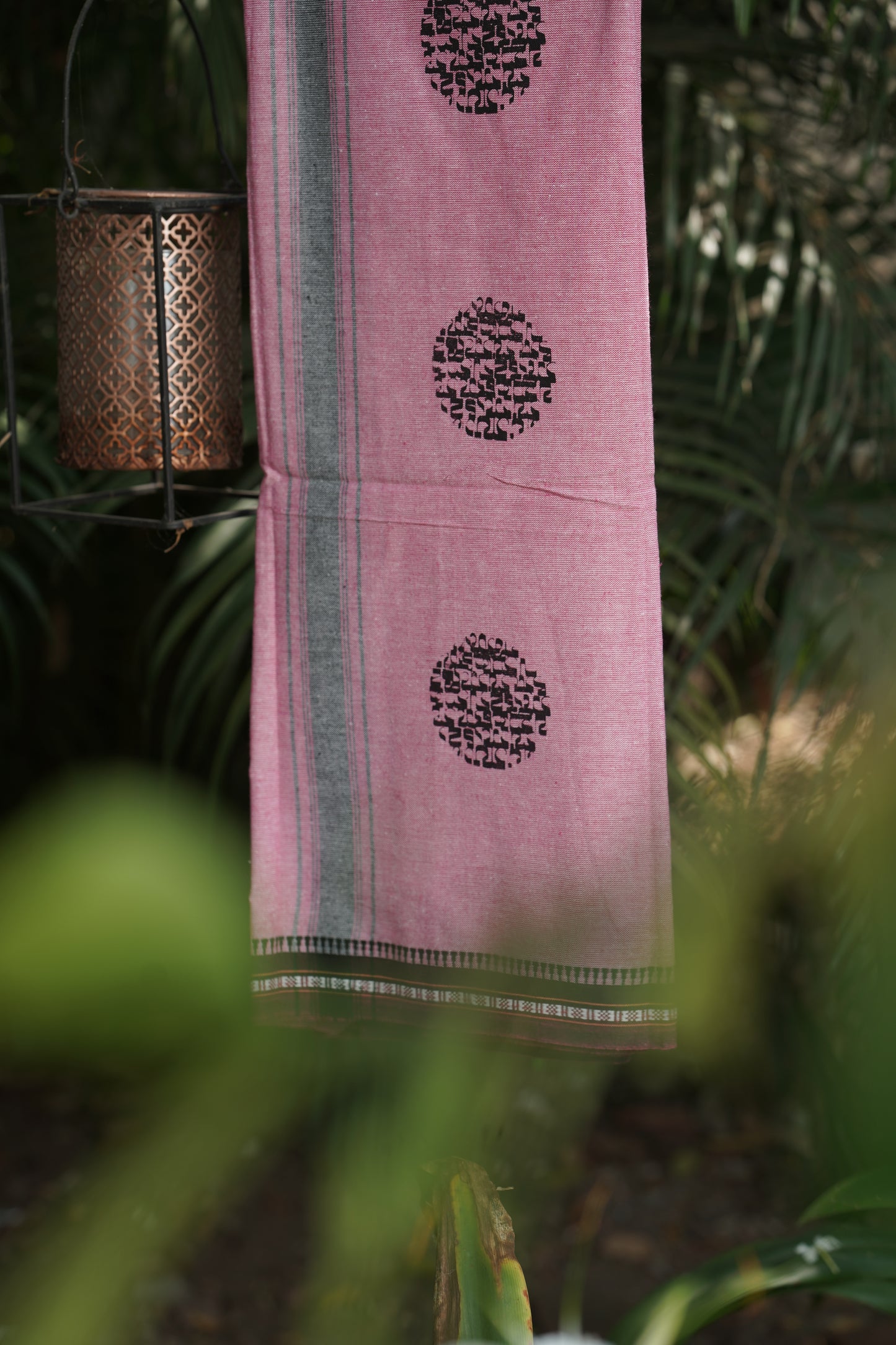 Coloured Dhoti With Horizontal Print