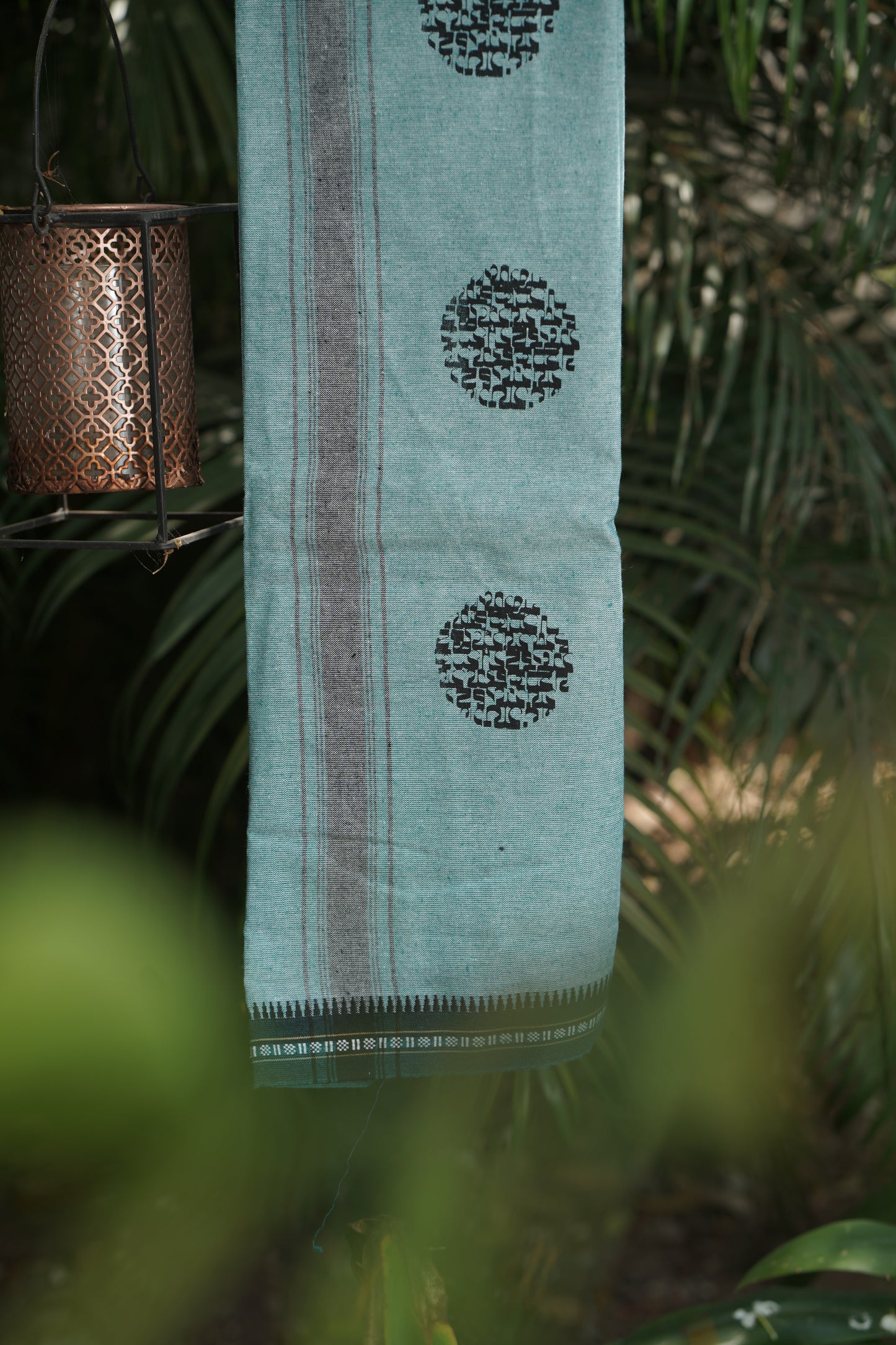 Coloured Dhoti With Horizontal Print