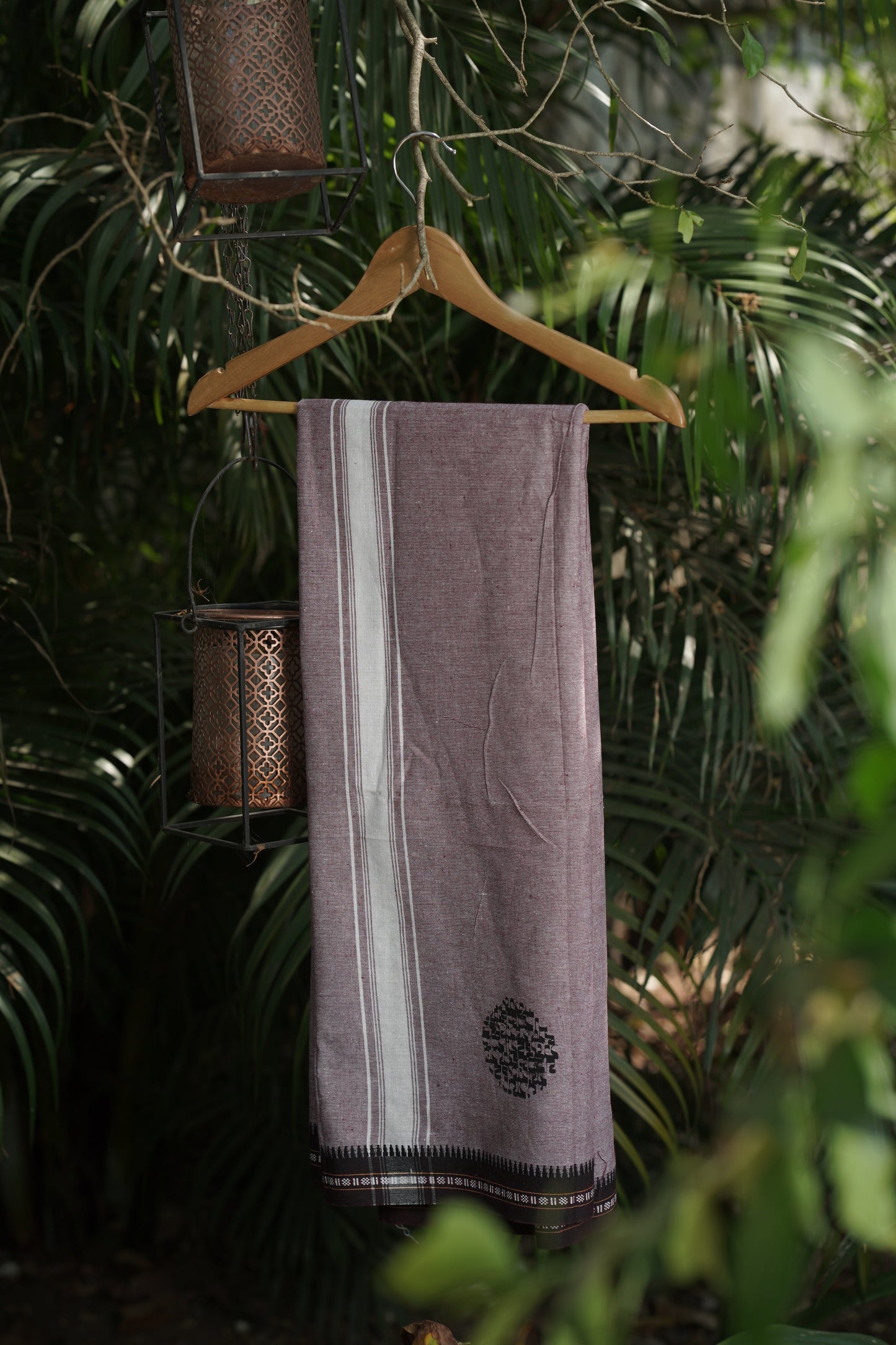 Coloured Dhoti With Horizontal Print