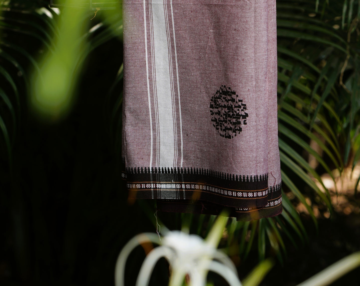 Coloured Dhoti With Horizontal Print