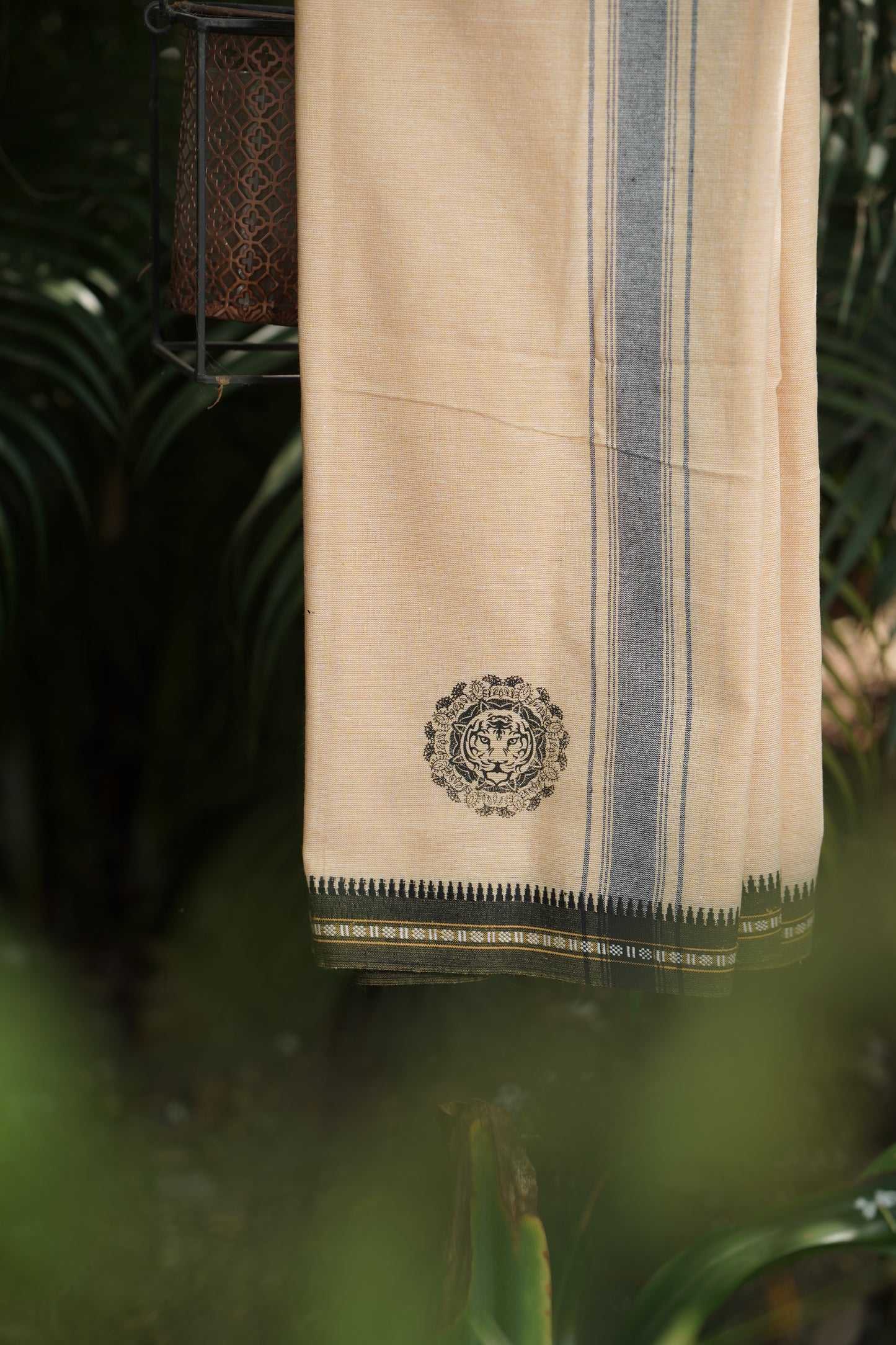 Coloured Dhoti With Horizontal Print