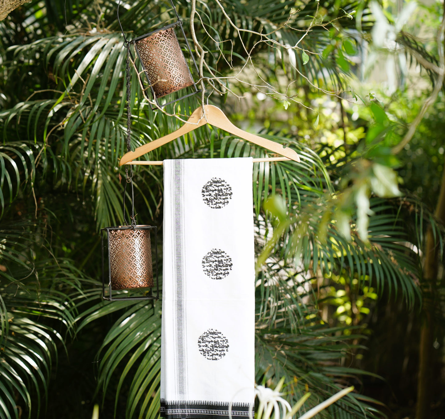 White Dhoti With Print