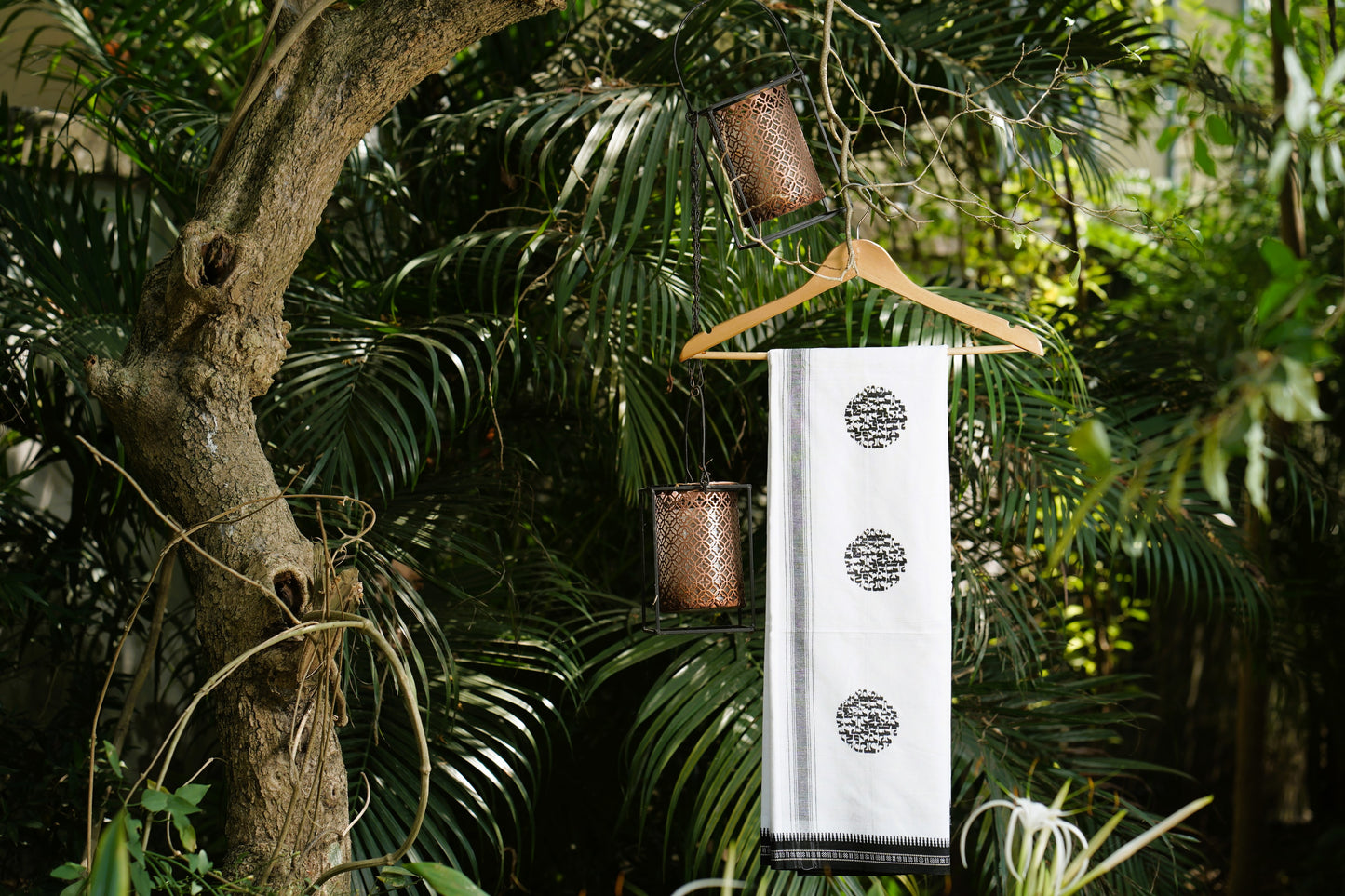 White Dhoti With Print